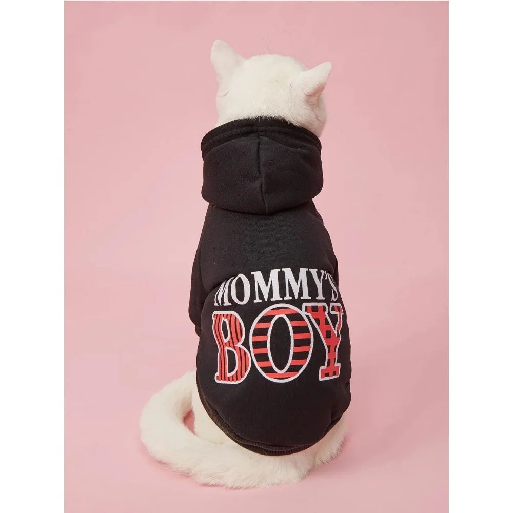 Pet Clothes for Dog Cat Puppy Hoodies Coat MOMMY'S BOY Sweatshirt Dog Outfits for Small Medium Dog Cat