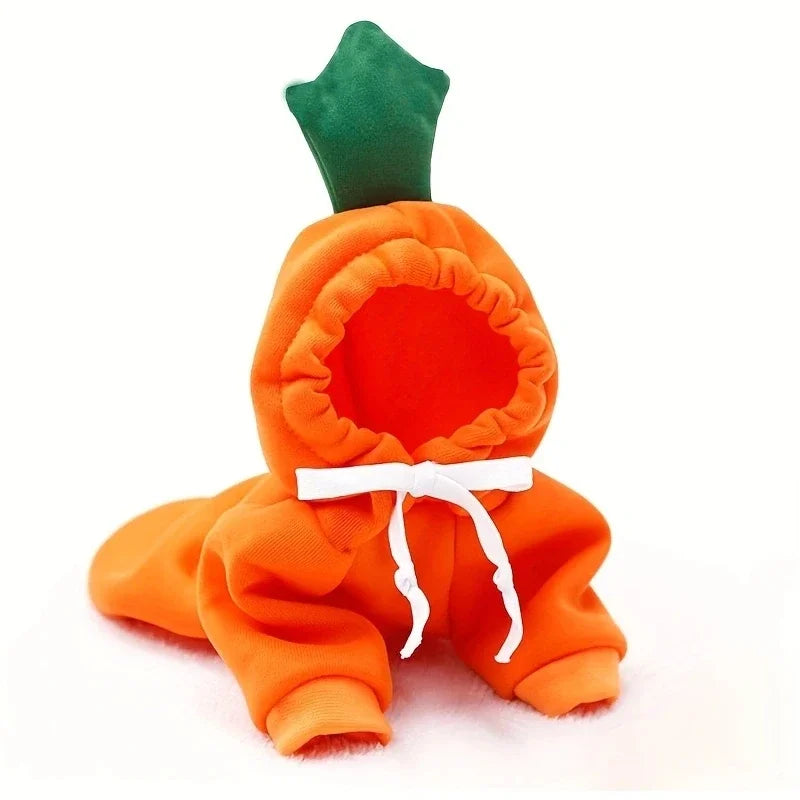 Fruit Print Fleece Hoodie for Small Dogs – Warm Pet Jacket for Puppies & Cats Orange