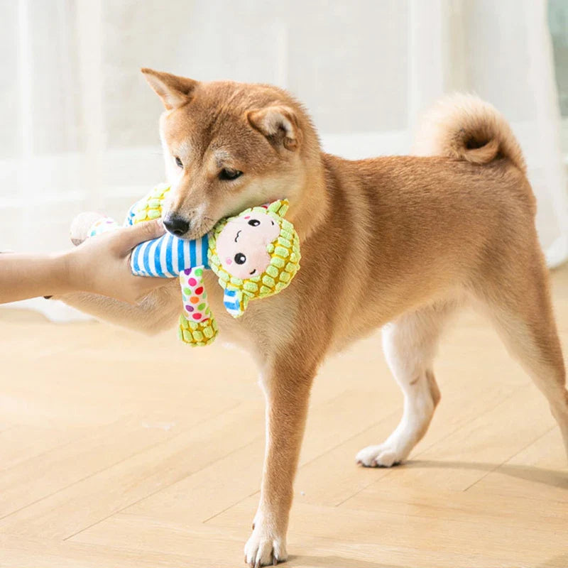 Plush Squeaky Dog & Cat Chew Toy — Bite-Resistant Interactive Puzzle for Teeth Cleaning