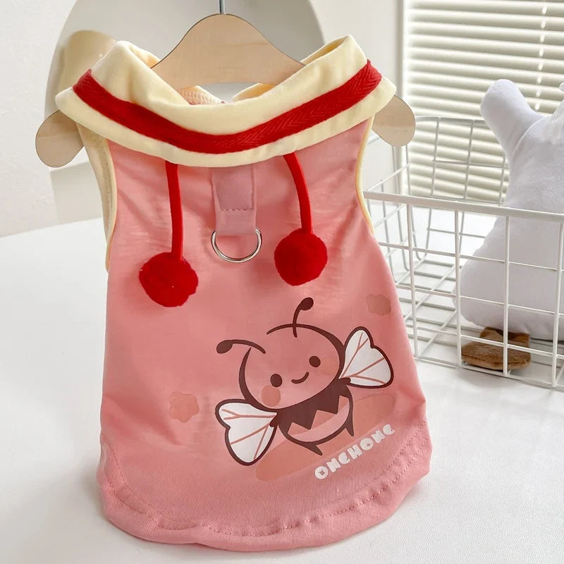 Cute Bee Clothes For Dog Summer Pink Yellow Luxury Pet Harness Vest Apparel For Puppies Small Medium Size Designer Chihuahua Pug Pink