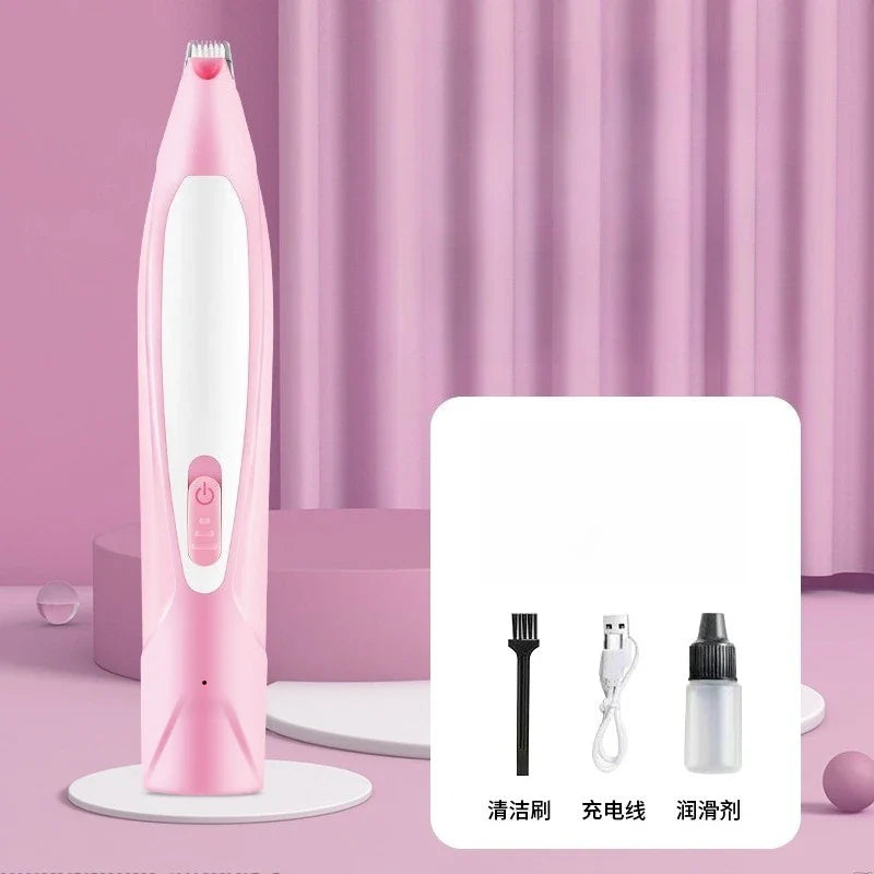 Cordless Dog Grooming Clippers — 18mm (0.71 in) Wide Blade, LED Light & LCD Display, Low-Noise Rechargeable Pet Paw Trimmer PInk set H1