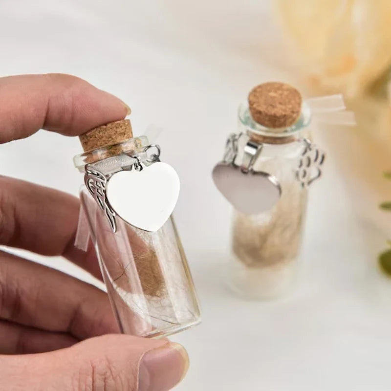 Pet Memorial Bottle Keepsake for Pet Hair Storage | Urn Container with Silver Accessories