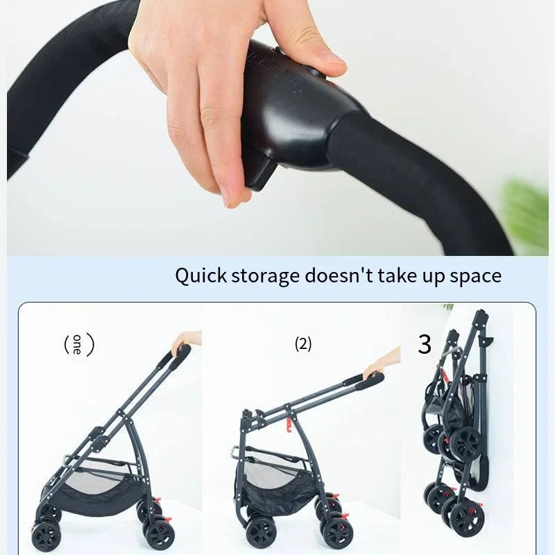 Lightweight Foldable Pet Stroller for Small and Medium Dogs & Cats Portable Outdoor Pet Carrier on Wheels