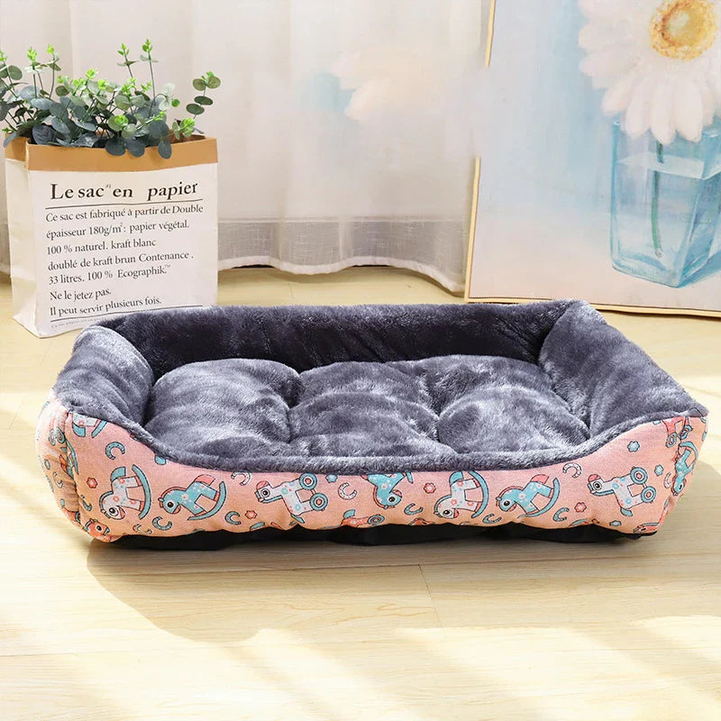 Plush Pet Bed Sofa Mat – Soft Winter Dog & Cat Cushion, Breathable & Washable, Small/Medium/Large Pink