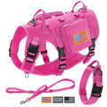Tactical Dog Harness Collar Leash Set Military Training Pet Vest with Pouches Flags Durable Collars for Big Dogs German Shepherd Rose
