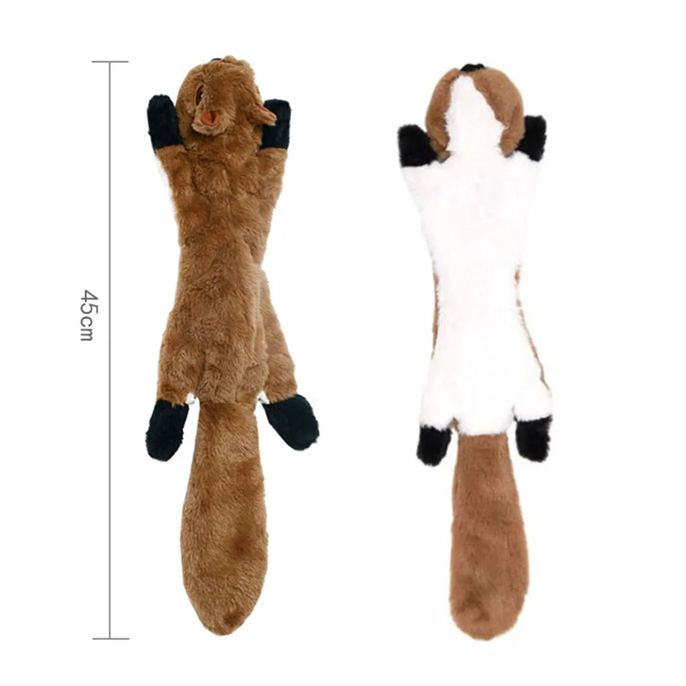 No-Stuffing Squeaky Dog Toy - Durable Simulated Animal Plush with Crinkle and Chew-Resistant Design Squirrel