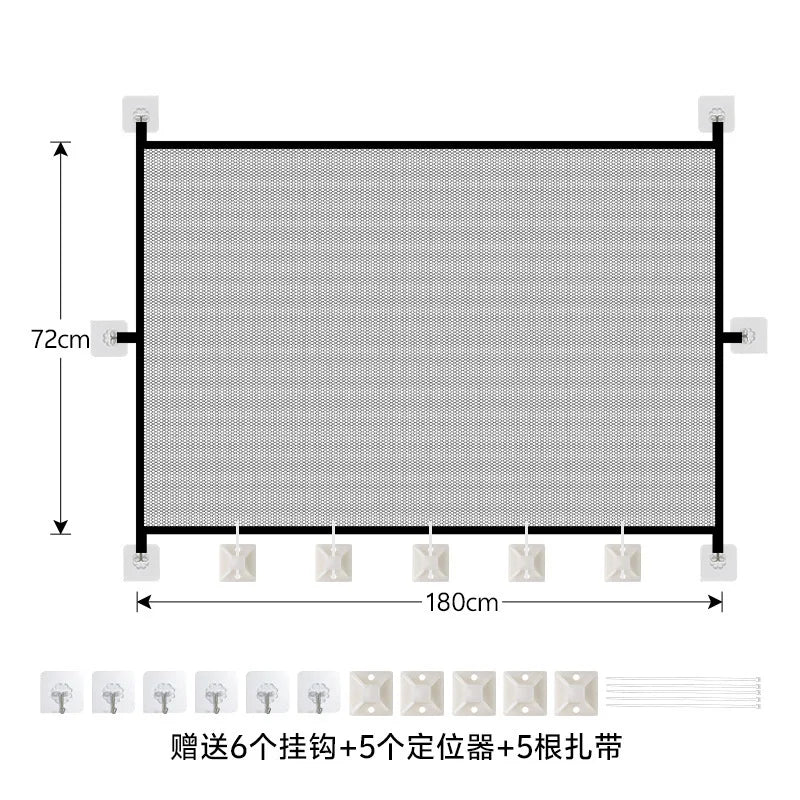 Non-Punch Retractable Pet Fence, Adjustable Portable Safety Gate, Indoor Outdoor Isolation Barrier for Dogs & Cats 180cm x 72cm