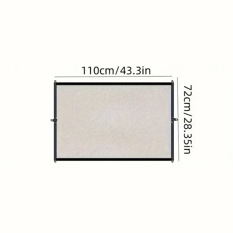Heavy-Duty Foldable Breathable Dog Barrier Mesh Gate with 6 Adhesive Hooks – Indoor Outdoor Pet Safety Gate 110x72cm