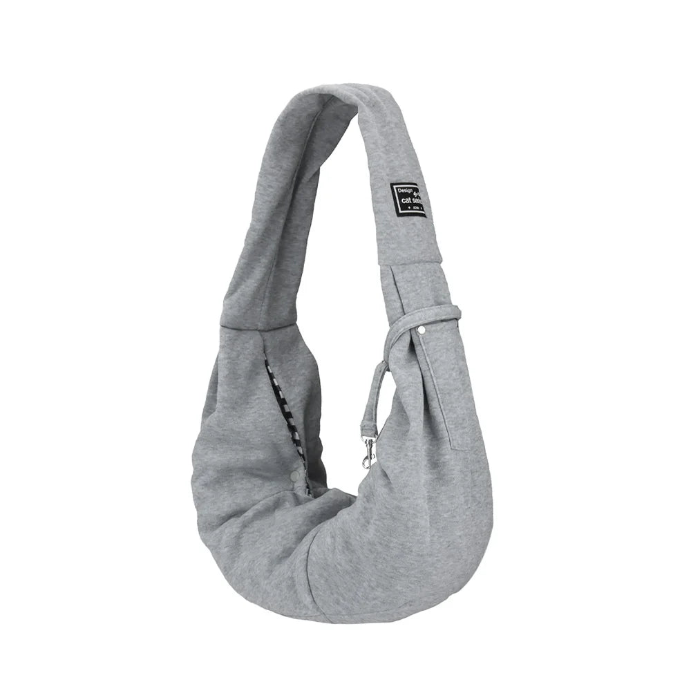 Portable Pet Shoulder Carrier with Phone Pocket – Travel Handbag for Small Dogs & Cats GRAY