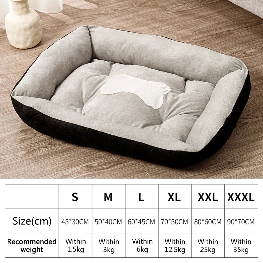 Plush Winter Pet Bed for Dogs & Cats - Thickened Breathable Dog Sofa with Non-Slip Bottom, Multiple Sizes S-XXXL Black gray
