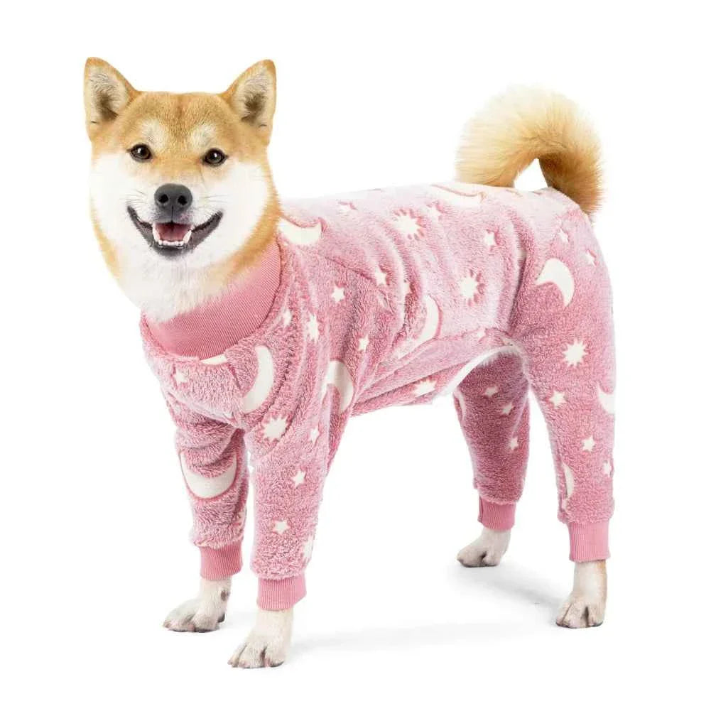 Fleece Dog Jumpsuit Pajamas – Warm Pet Overalls for Small to Large Dogs Pink