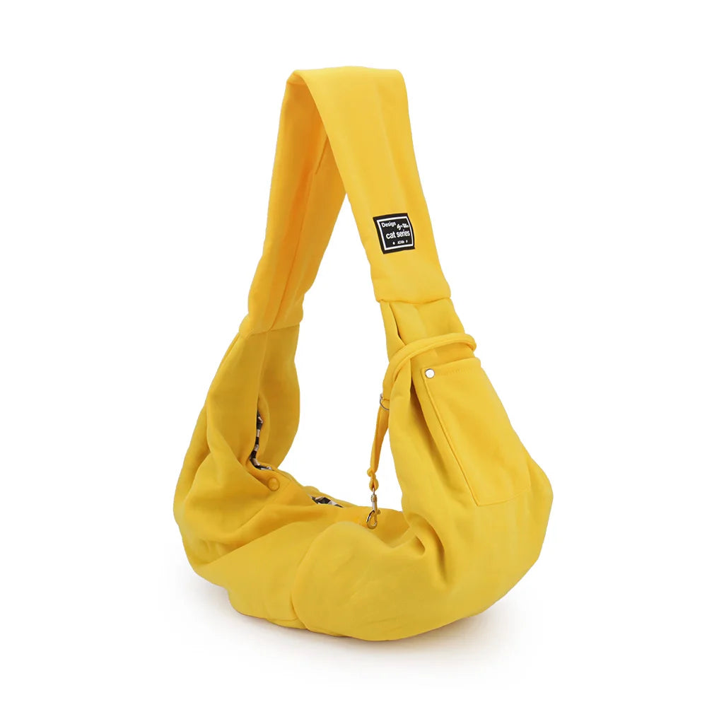 Portable Pet Shoulder Carrier with Phone Pocket – Travel Handbag for Small Dogs & Cats Yellow