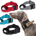 Medium Large Durable Tactical Collar] Durable Tactical Training Dog Collar - High-Strength Nylon, Reflective, With Handle - Perf Dark Khaki M