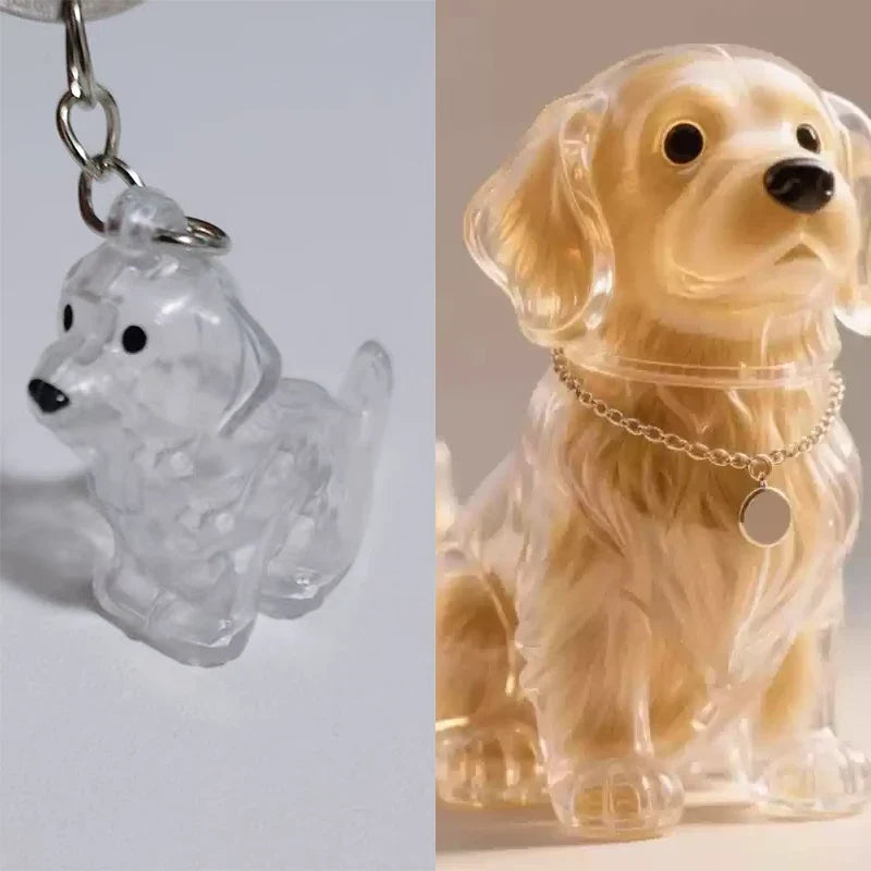 Clear Puppy Hair Memorial Keychain | Pet Fur Keepsake Capsule DIY Pendant A23