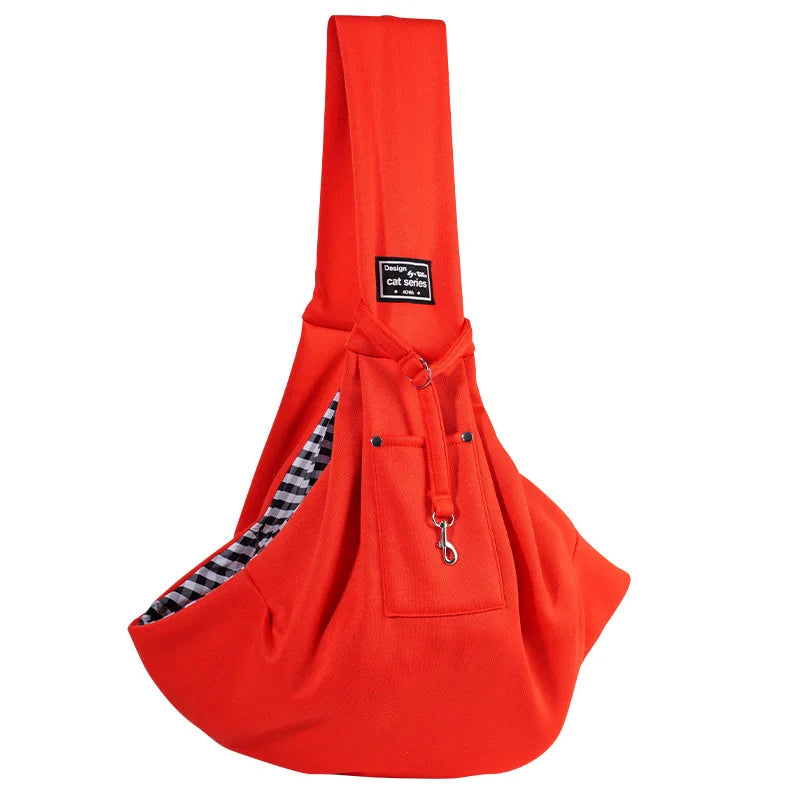 Portable Pet Shoulder Carrier with Phone Pocket – Travel Handbag for Small Dogs & Cats Orange Red