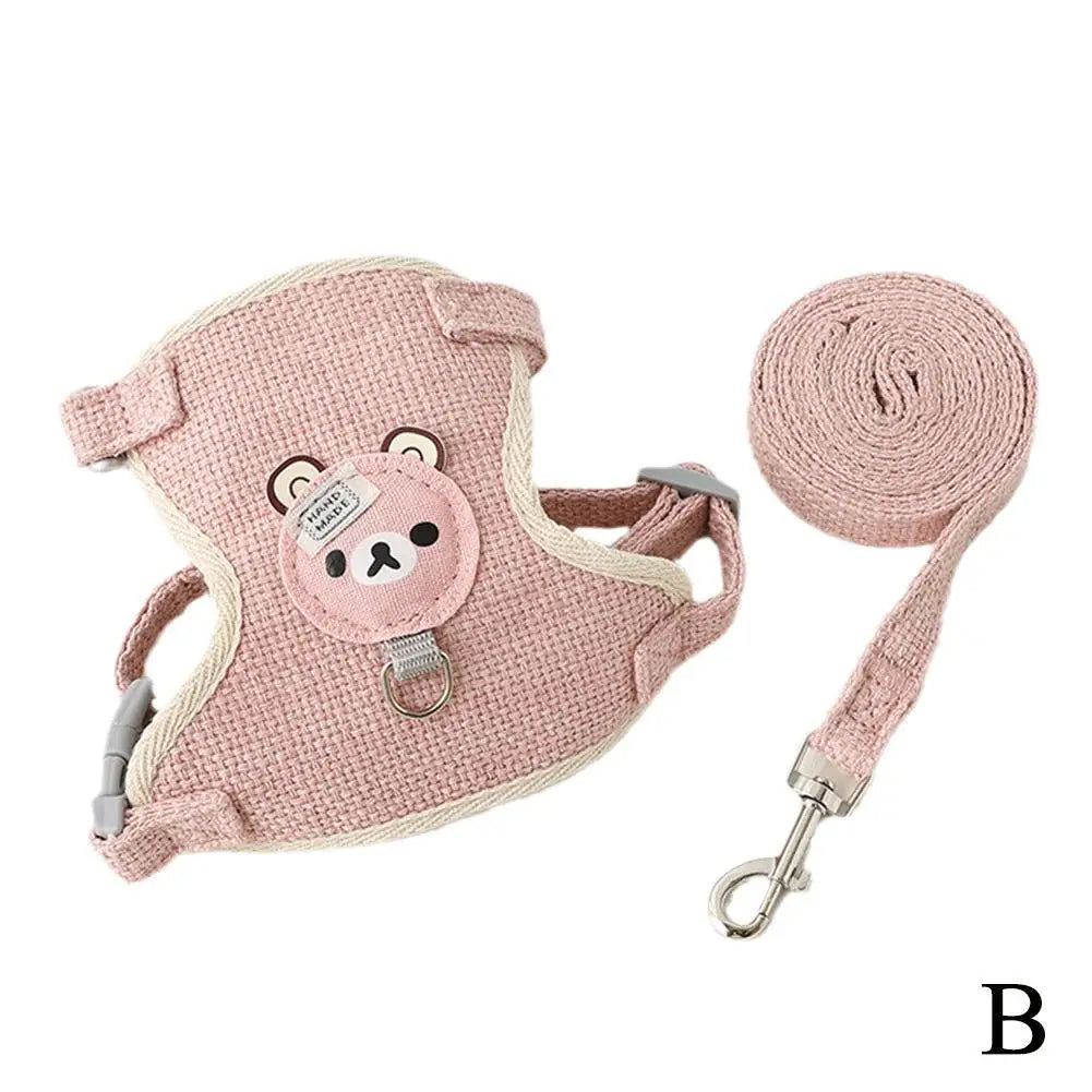 Cute Bear Vest Style Pet Leash for Small Pets Pink CN