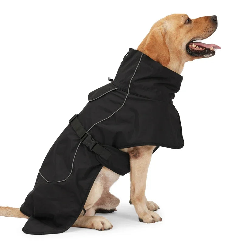 Winter Clothes for Dogs Windproof Vest Adjustable Clothes with Harness Cold Weather Waterproof Outfit for Small Medium Large Dog Black