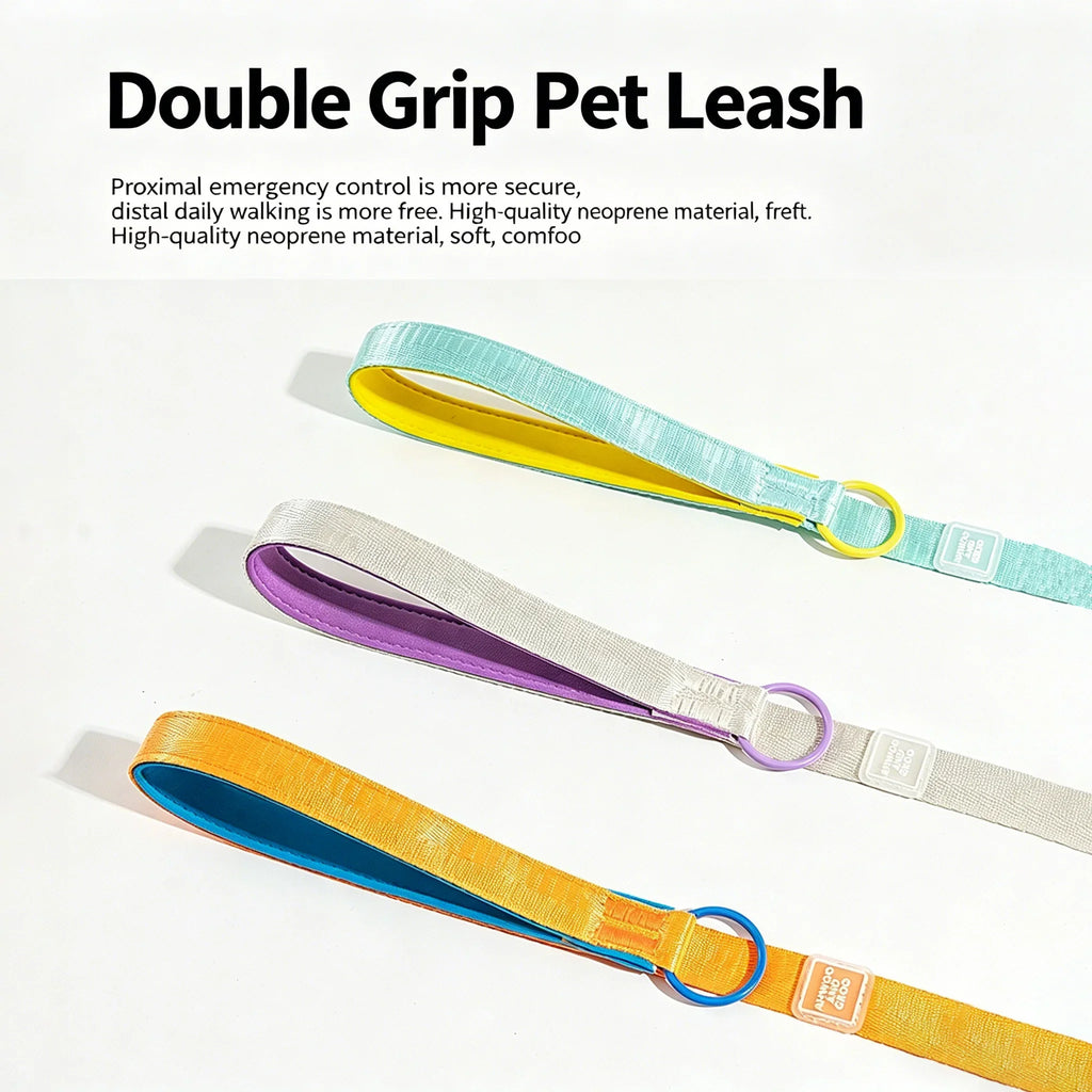 Double Handle Pet Dog Training Round Rope Light Weight Nylon P Chain Adjustable for Small Medium Dogs Walking Leash Pet Supplies