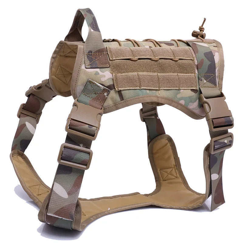 Tactical Camouflage Dog Vest Harness for Medium and Large Dogs，Easy Control and Comfortable for Hiking ，Training, and Outdoor military XL