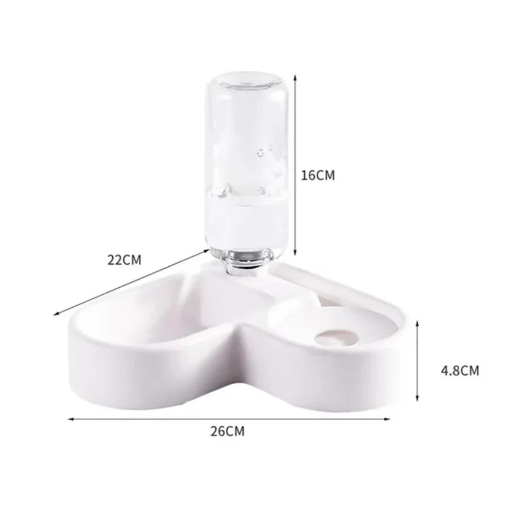 Automatic Water Dispenser For Cats Dogs Pets Feeding Bowl Heart-shaped Automatic Drinking Self Refilling Saving Space Dual-use WHITE