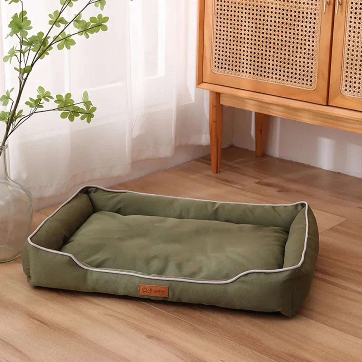 Four-Season Square Pet Bed Waterproof Thickened Bite-Resistant Dog & Cat Sofa Mattress – Sizes S-XXL (36–100 cm / 14–39 in) Green