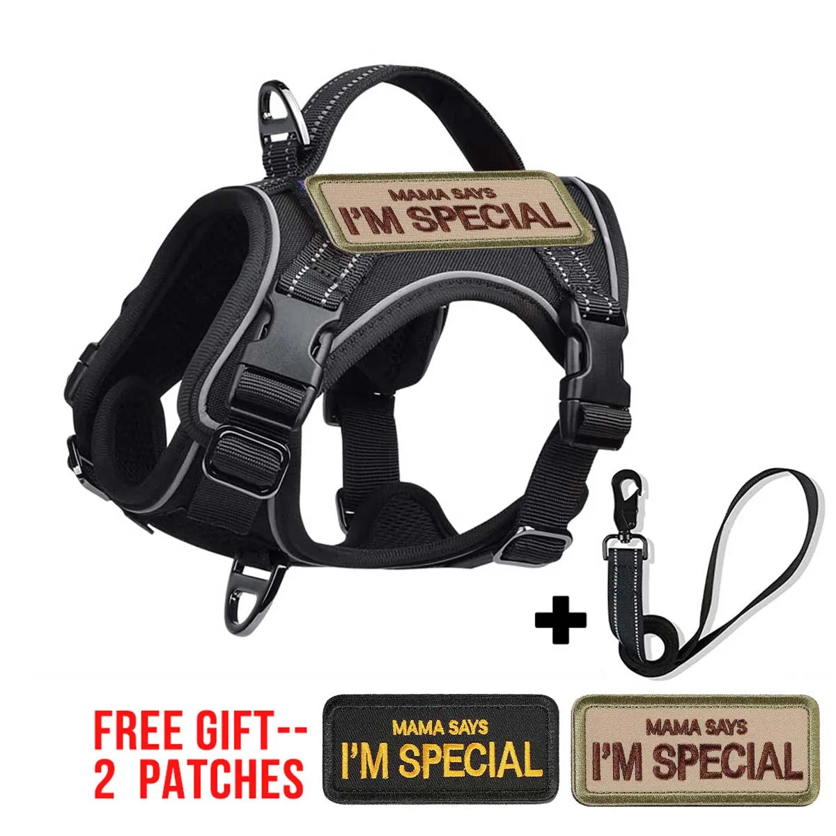 Tactical Dog Harness for Small Dogs - Military Service Dog Vest with Vertical Handle and Reflective Vest for Outdoor Training Dog Harness--B--S XS（old）