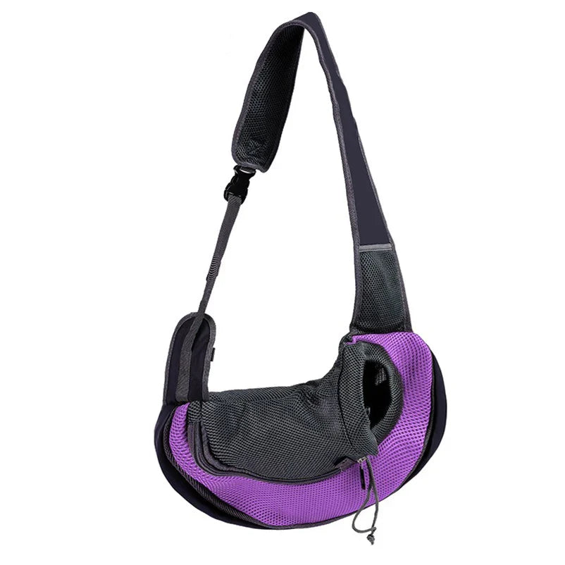 Crossbody Pet Carrier Sling Backpack – Breathable Thickened Nylon for Small Dogs & Cats purple