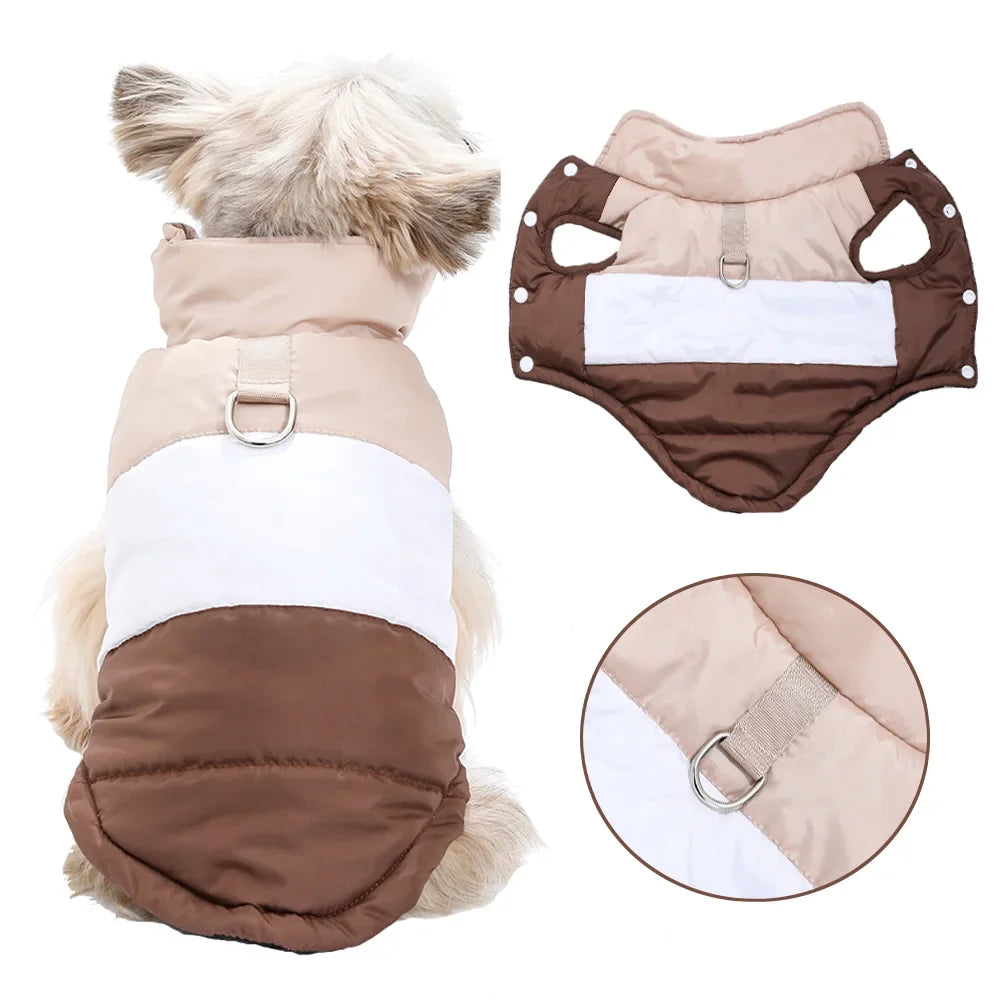 Dog Clothes For Autumn Winter Warm Pets Jacket With D-ring Outdoor Waterproof Puppy Vest Coat For Small Medium Dogs Yorkshire