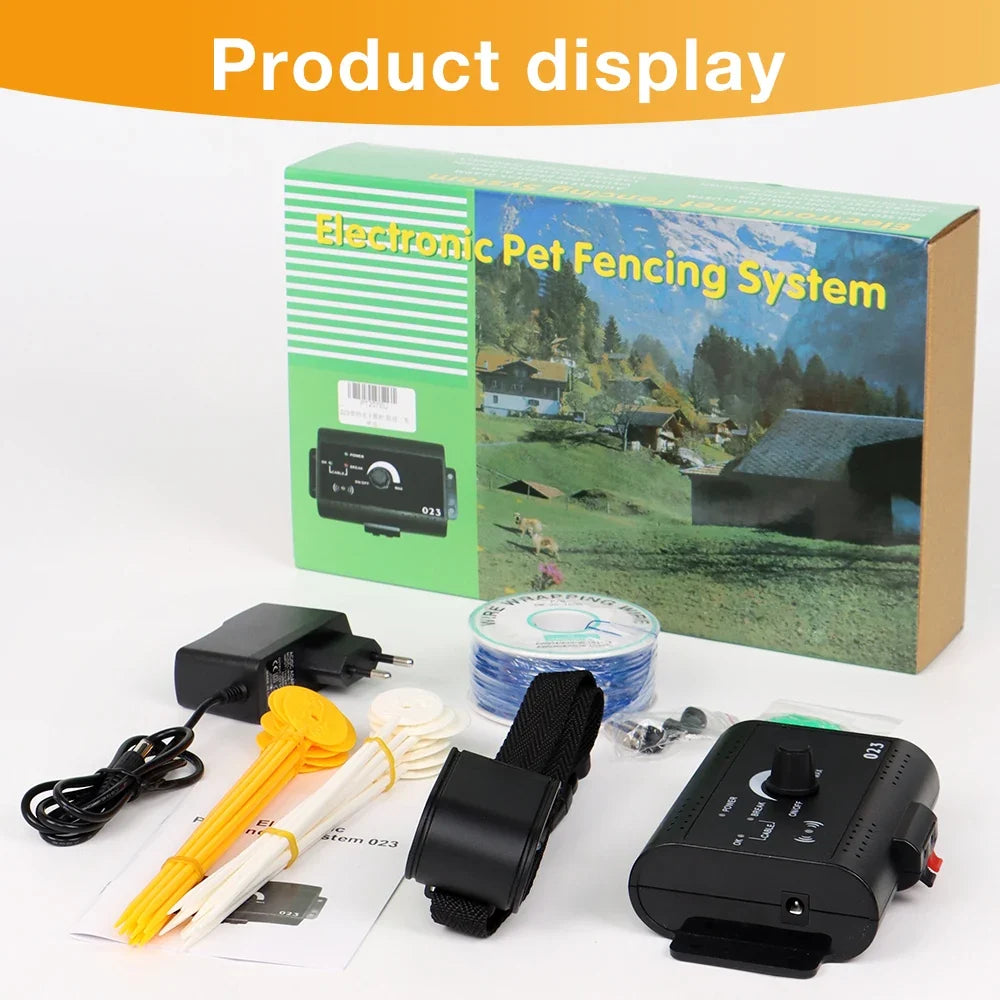 1.2 Acres Electronic Pet Fence System Adjustable Control Range Dog Fencing Dog Training Collar Electric Dog Sound Shocked Collar