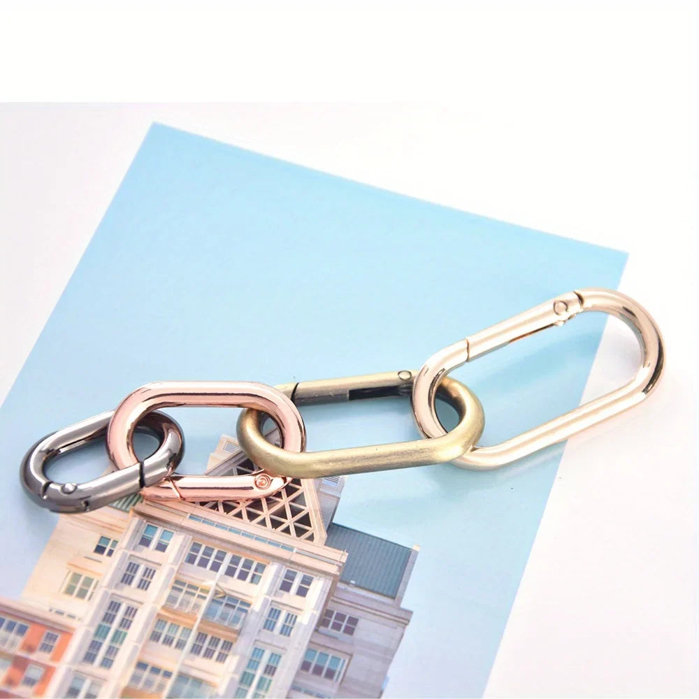 5pcs Metal Oval O Ring Spring Clasp Openable Round Carabiner Keychain Clips Hook Dog Chain DIY Jewelry Buckle