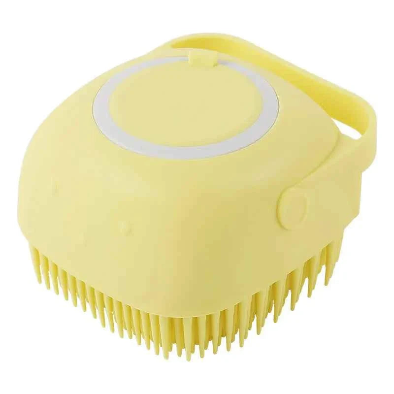 Dog & Cat Bath Massage Brush – Soft Silicone Pet Accessories Tools Square Yellow As the pictures