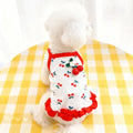 Dog Vest Cute Cherry Clothing for Small Dog Vest Summer Cooling Cat Vest Falbala Pet Clothes for Dog Breathable Soft Cat Clothes Red