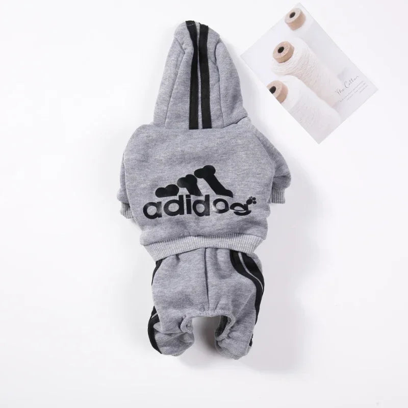 Warm Polyester Dog Jumpsuit for Small & Medium Dogs – Puppy Outfit for Chihuahua, Pug, French Bulldog Gray
