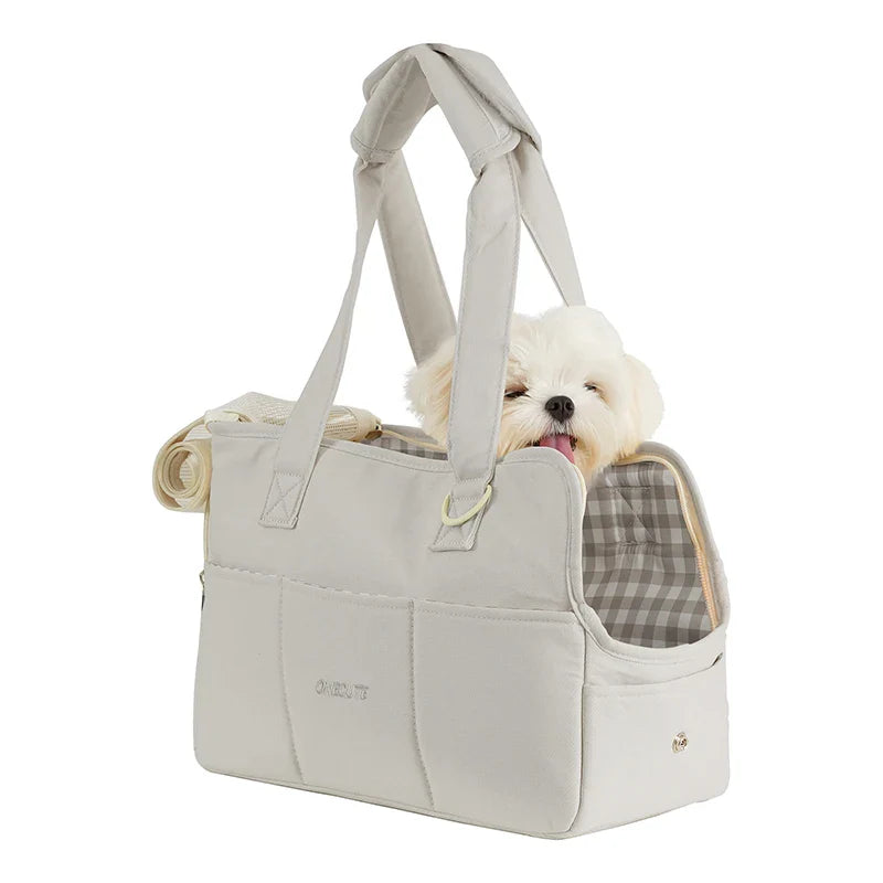 One-Shoulder Pet Sling Carrier Bag – Hands-Free Cotton Pet Carrier for Cats & Small to Medium Dogs Gray bag