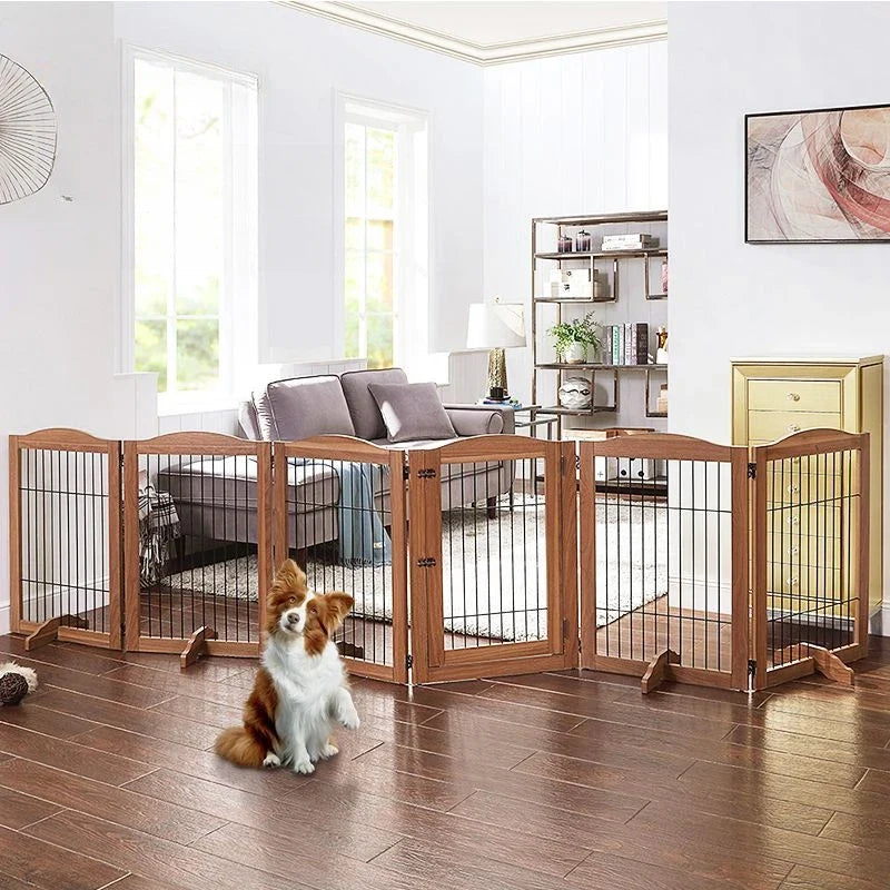 Wooden Pet Fence Dog Fence Freely Combinable Pet Isolation Door Indoor Foldable Dog Cage for Small and Medium Dogs Pet Supplies