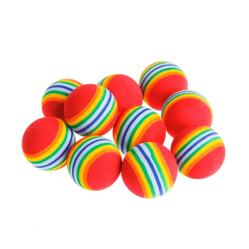 Rainbow Cat & Dog Toy Balls — 5-Pack/10-Pack Interactive Chew, Rattle & Scratch Training Toys 10pcs