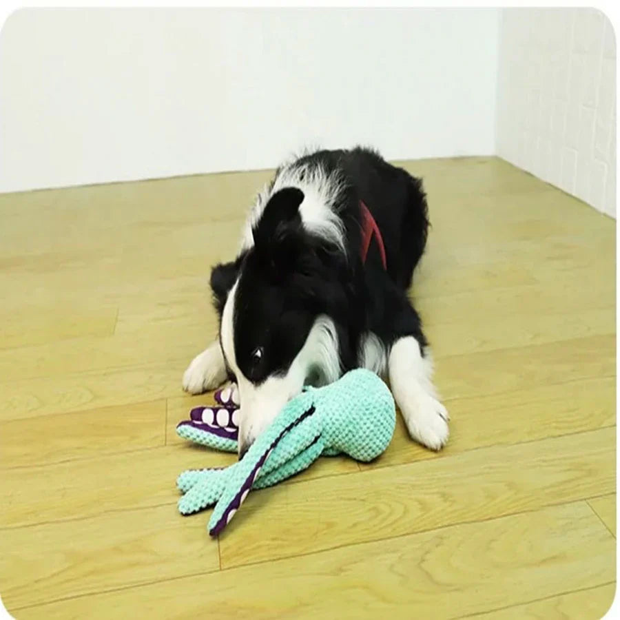 Plush Octopus Dog Toy with Squeaker — Interactive Chew-Resistant Pet Toy for Small to Large Dogs, 11 x 8.5 x 32 cm (4.3 x 3.3 x 12.6 in)