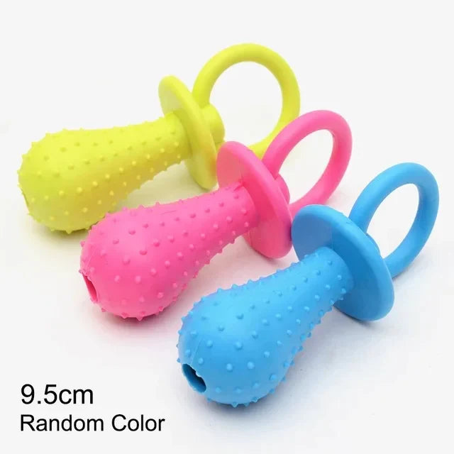 Bite-Resistant Rubber Spiked Dog Chew Toy for Small Dogs — Teeth Cleaning Squeaky Training Toy (1-Pack) Nipple Random Color