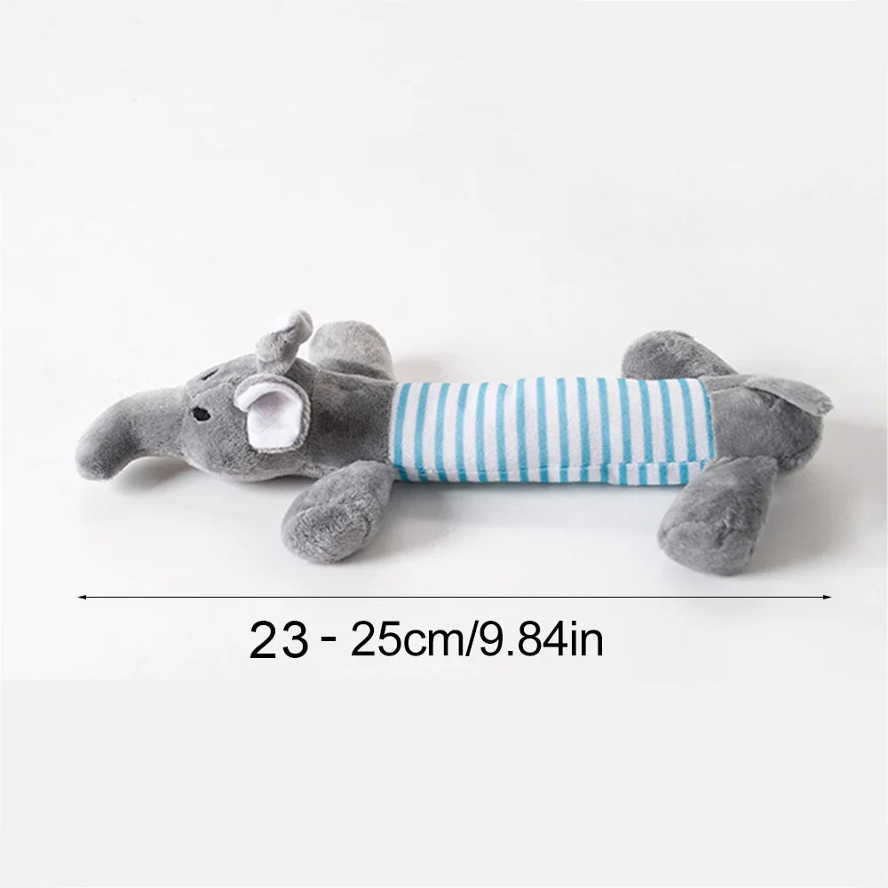 No-Stuffing Squeaky Dog Toy - Durable Simulated Animal Plush with Crinkle and Chew-Resistant Design Grey