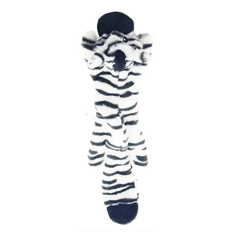 No-Stuffing Squeaky Dog Toy - Durable Simulated Animal Plush with Crinkle and Chew-Resistant Design zebra