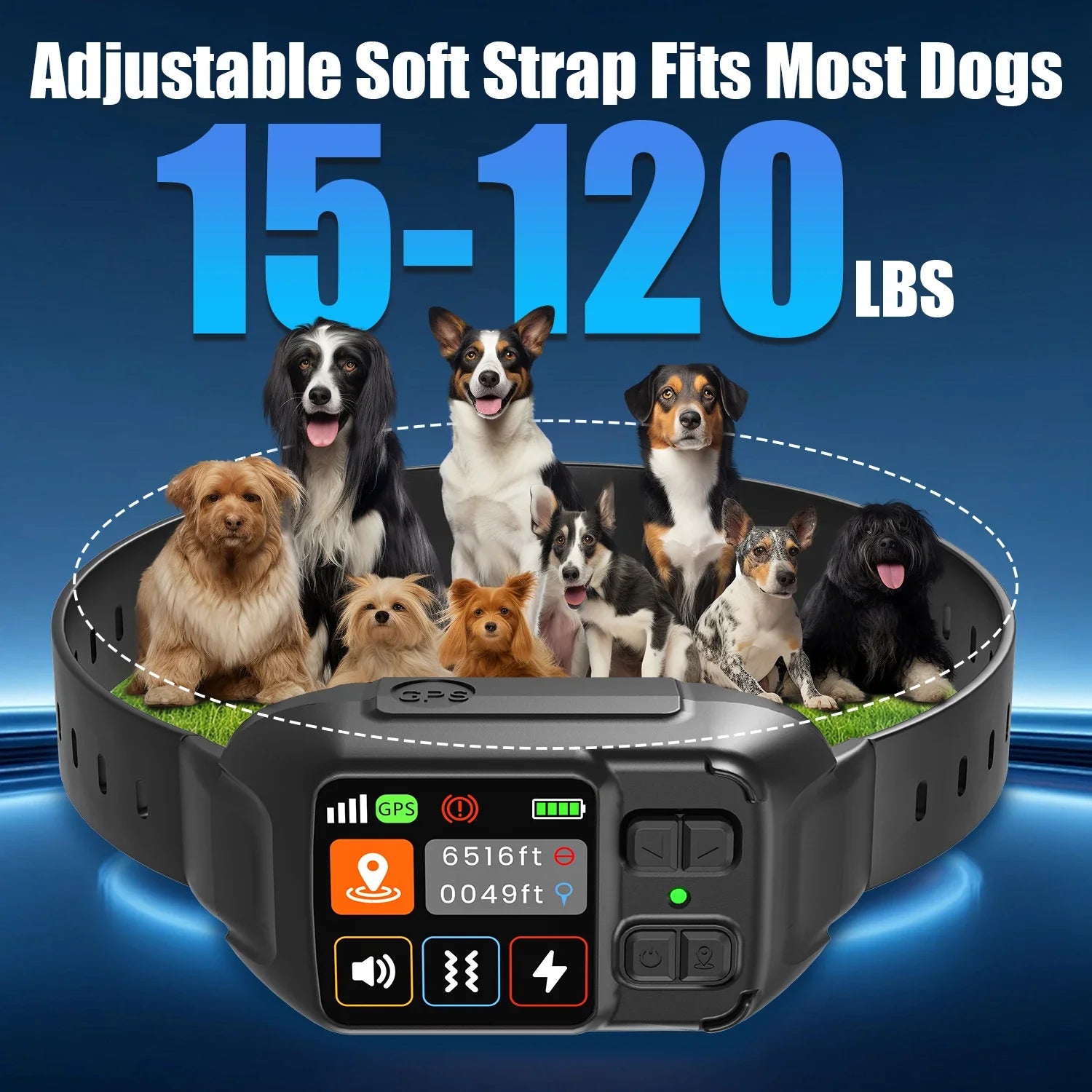 GPS Wireless Dog Fencing System - Electric dog fencing with GPS Electric Satellite Technology,Customizable regions,15-2000m