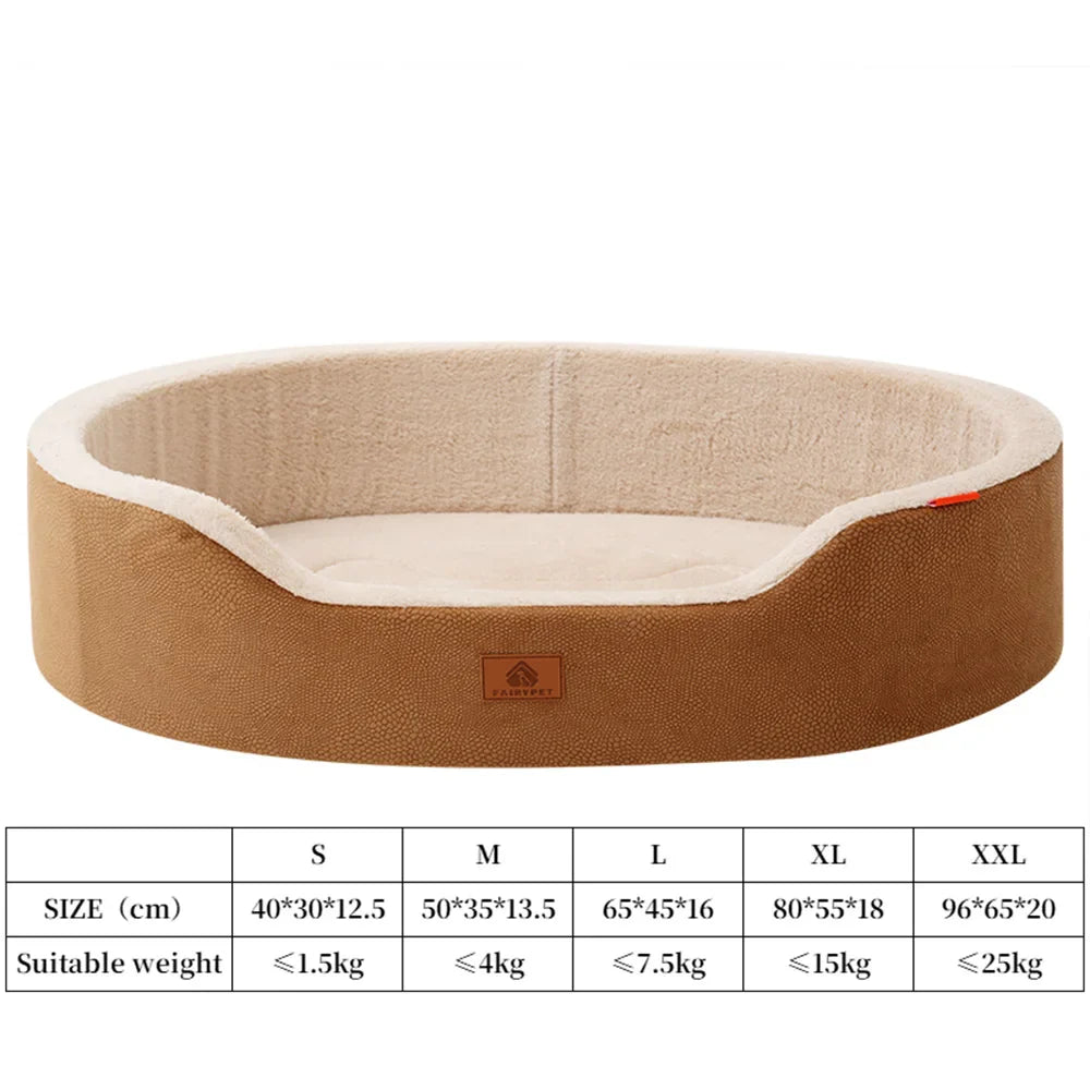 Orthopedic Waterproof Dog Bed for Medium to Large Dogs – Winter Couch Pet Bed yellow-brown