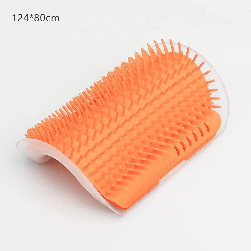 Cat Massage Brush & Hair Remover – Self-Grooming Wall Corner Comb for Cats | Detachable, Easy-Clean Pet Massage Tool Orange 124x80cm