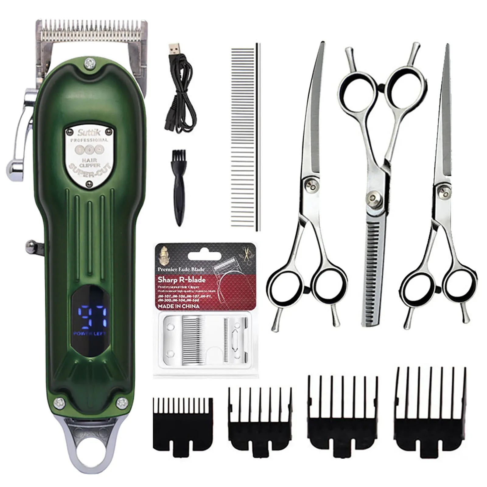 Professional Rechargeable Pet Hair Clipper - All-Metal Dog & Cat Grooming Trimmer, Quiet Cordless JML002