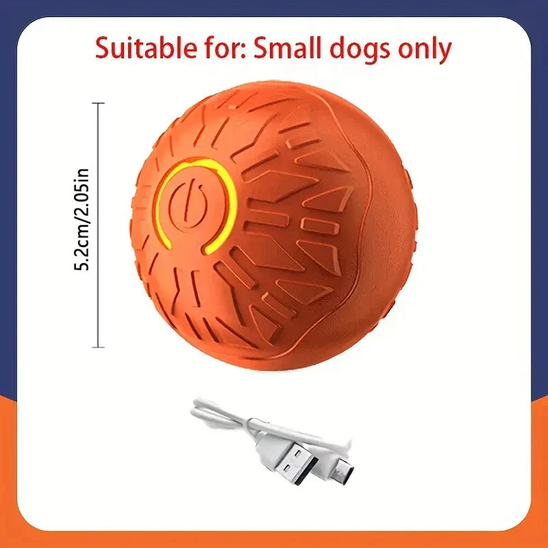 Automatic Interactive Dog Toy Ball USB Rechargeable Rolling Bouncing Chew Toy for Puppies to Large Dogs — Sizes 5.2 cm / 6.7 cm (2.05 in / 2.64 in) Orange XH China Mainland