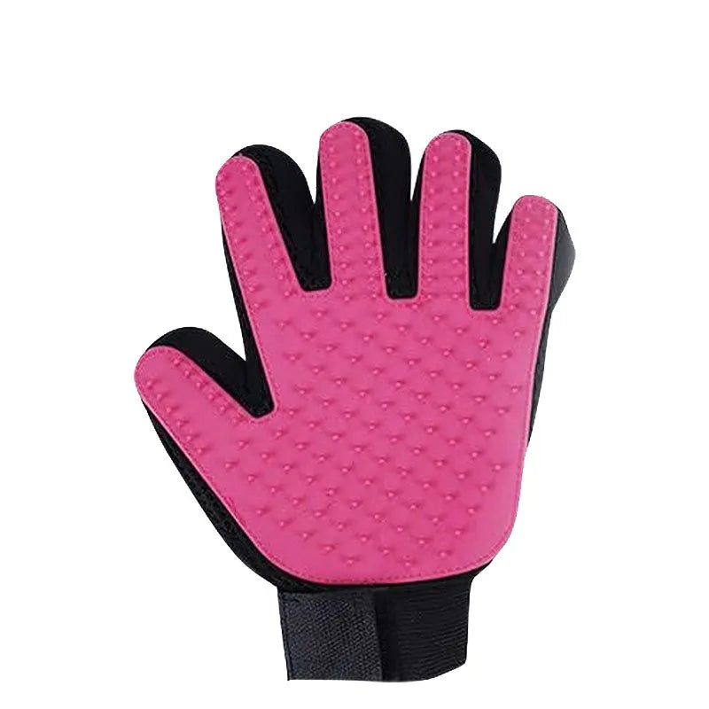 Multicolor Silicone Pet Grooming Gloves for Cats and Dogs – Reusable Hair Removal Mitt pink left