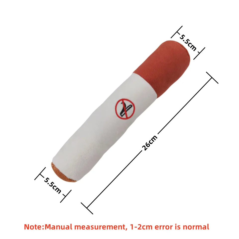 Interactive Dog Squeaky Toy | Indestructible Plush Cigar for Small Dogs White Cigarette
