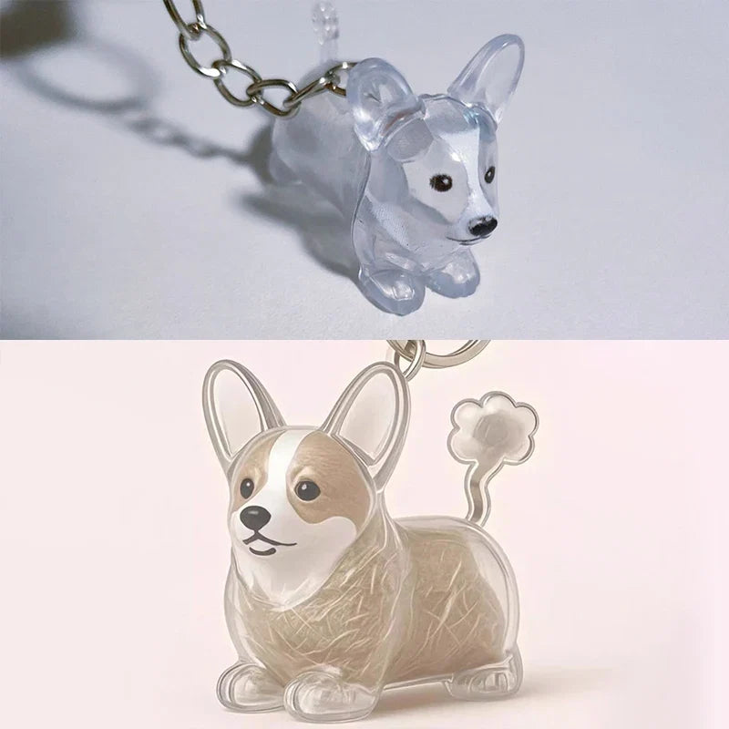 Clear Puppy Hair Memorial Keychain | Pet Fur Keepsake Capsule DIY Pendant A19