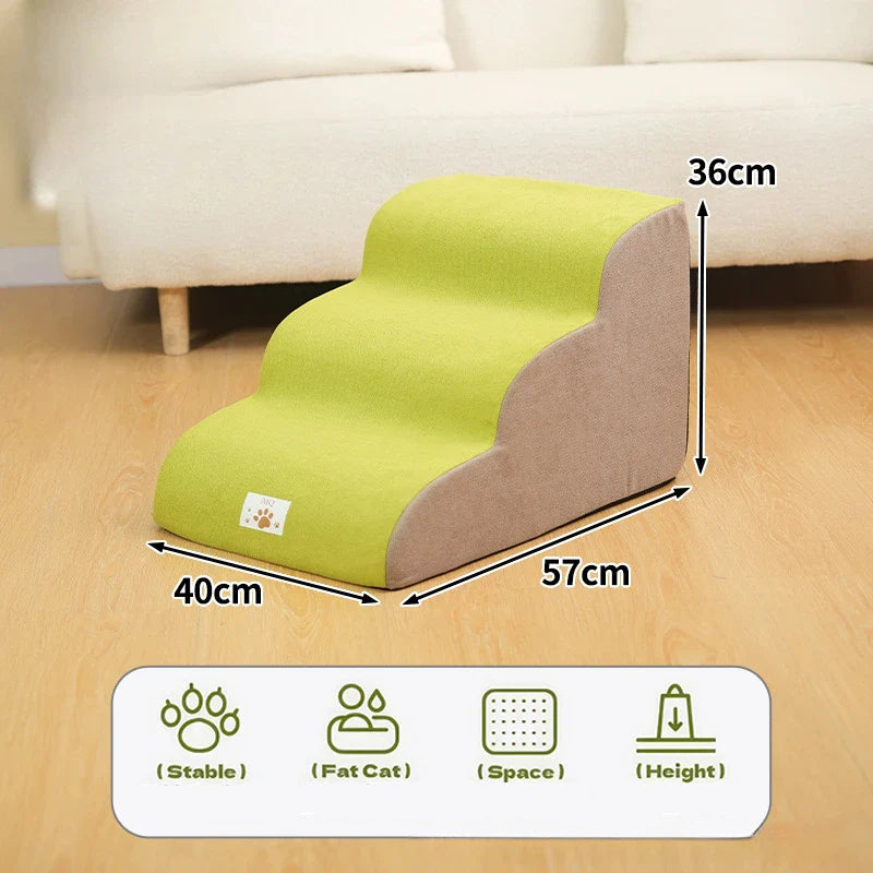 2/3-Step Pet Stairs Ramp for Dogs and Cats – Memory Foam with Removable Washable PU Cover, Sofa Trainer Stairs Yellow-3