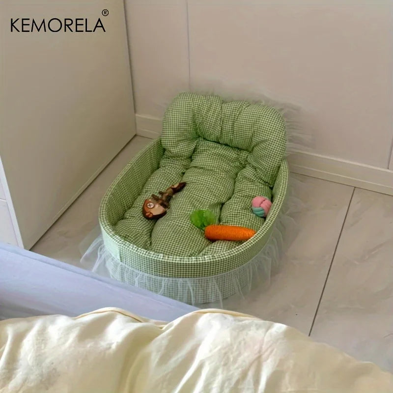 KEMORELA Gauze-edged Cat Princess Sofa Bed Washable and Removable - Universal Pet Mat for All Seasons Suitable for Cats and Dogs Green